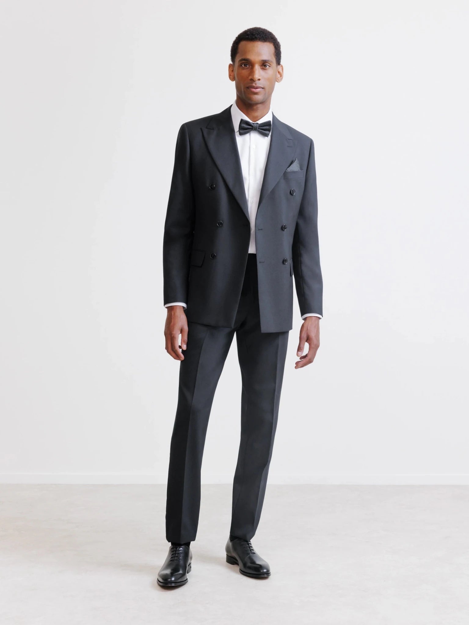 Black double-breasted suit