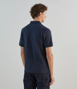 Polo col zip en jeu de points marine - IZAC