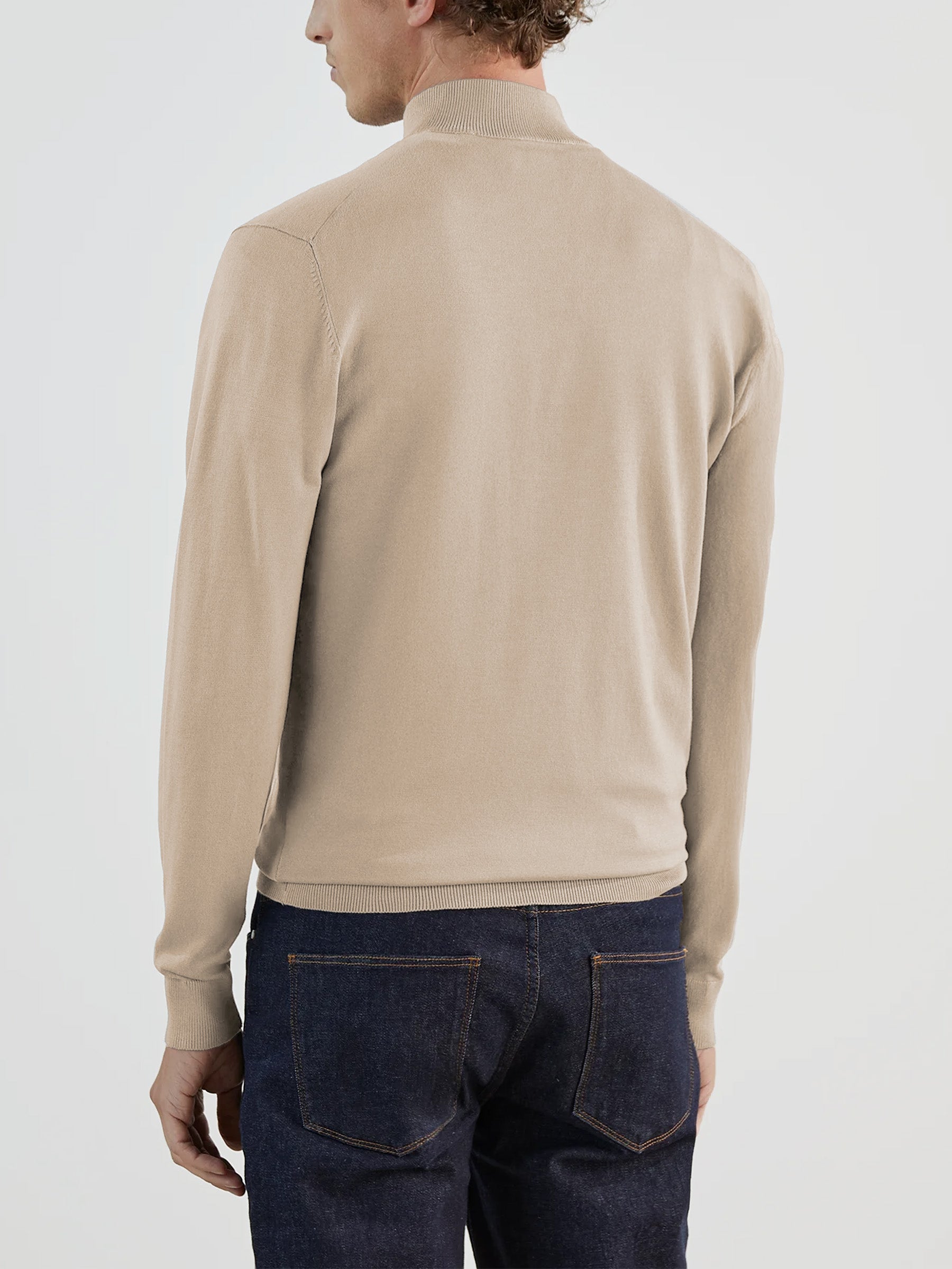 Beige zip-neck jumper