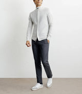 Chine grey zip vest with stand-up collar