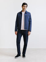 Navy suede shirt collar jacket