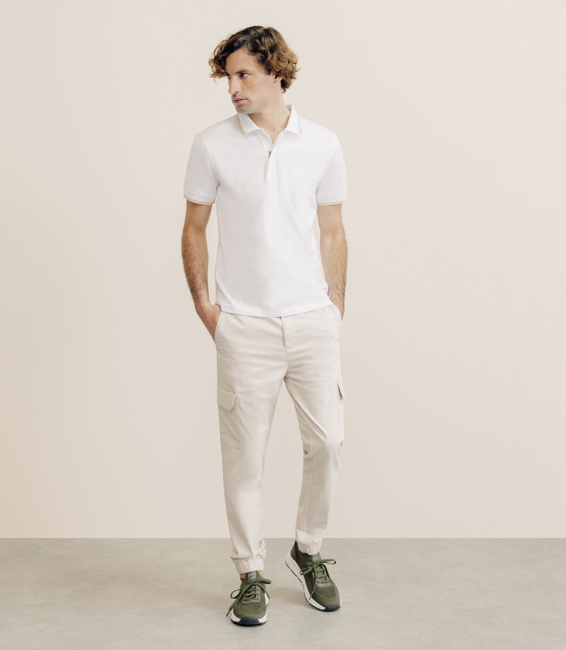 Polo zip blanc