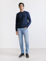 Pull en laine col rond marine