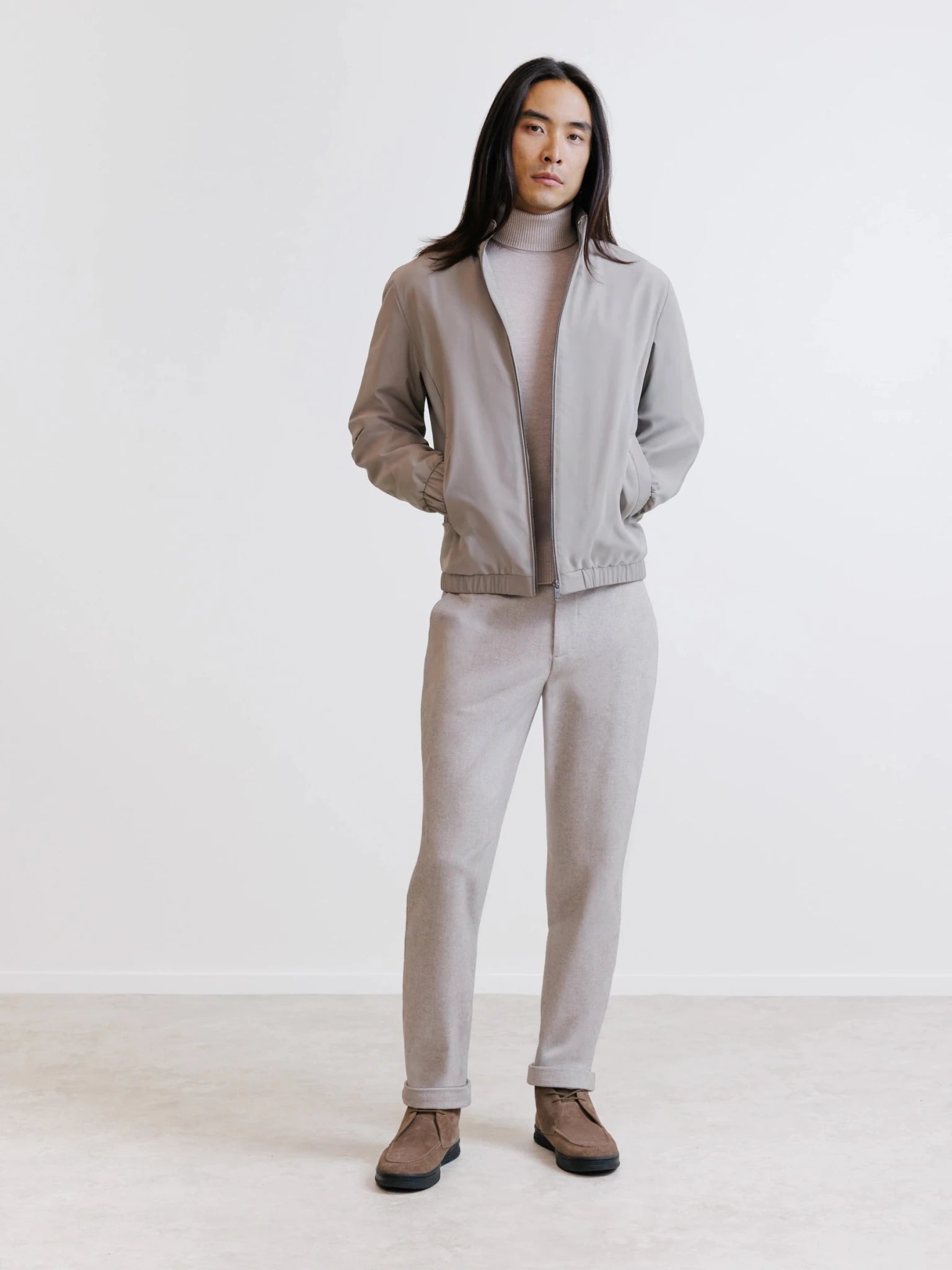 Blouson avec capuche beige