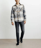 Grey large-check overshirt
