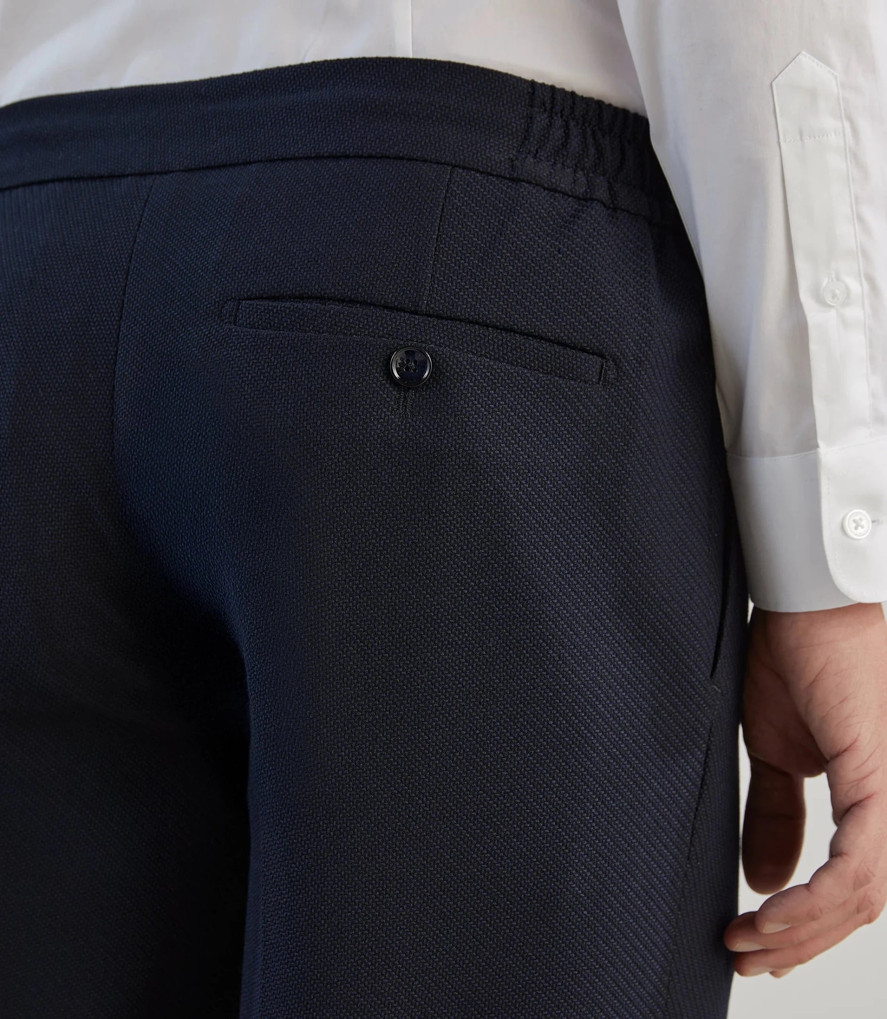 Pantalon ville en tissu armuré marine - IZAC
