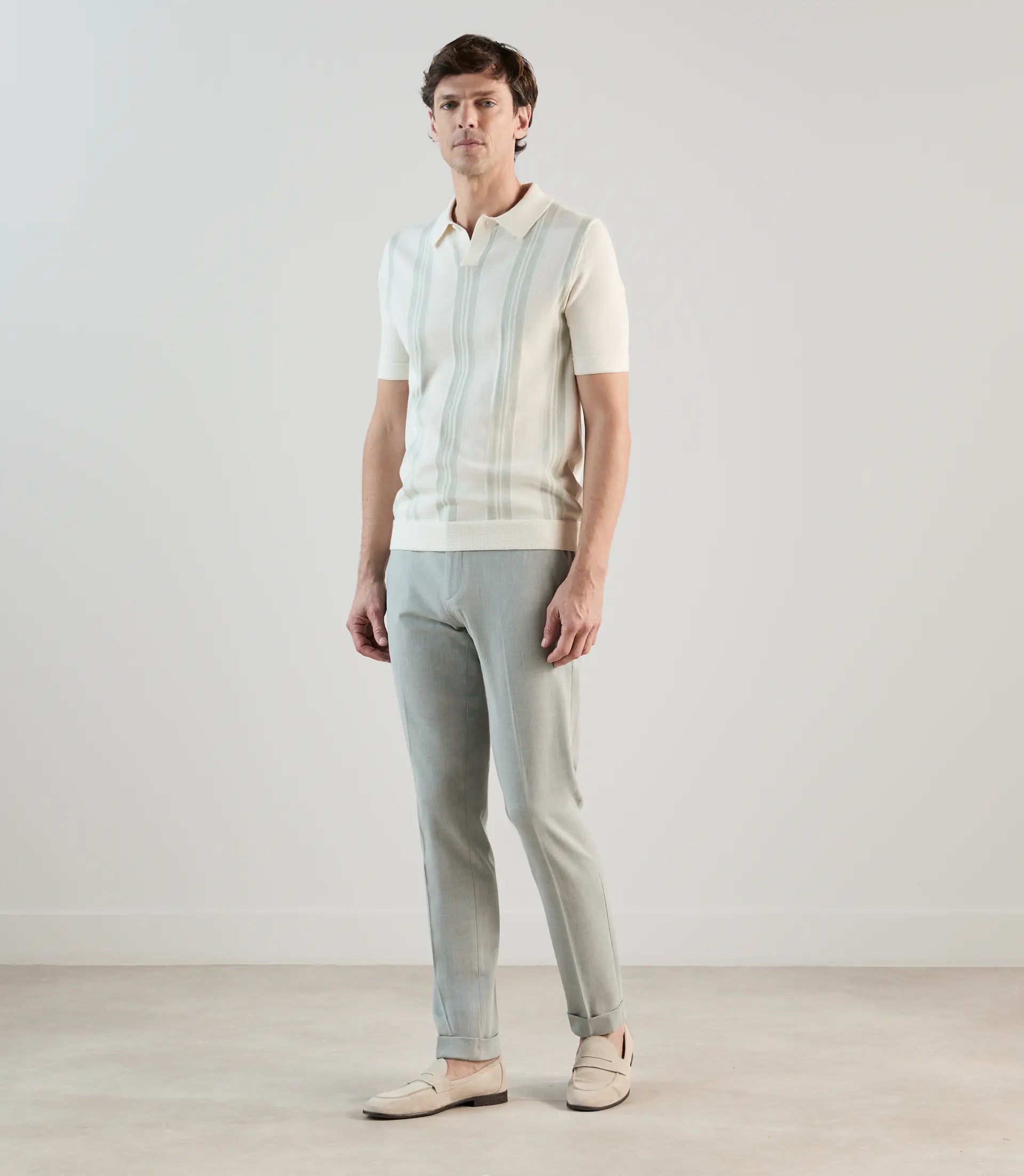 Polo en maille à rayures vert clair - IZAC