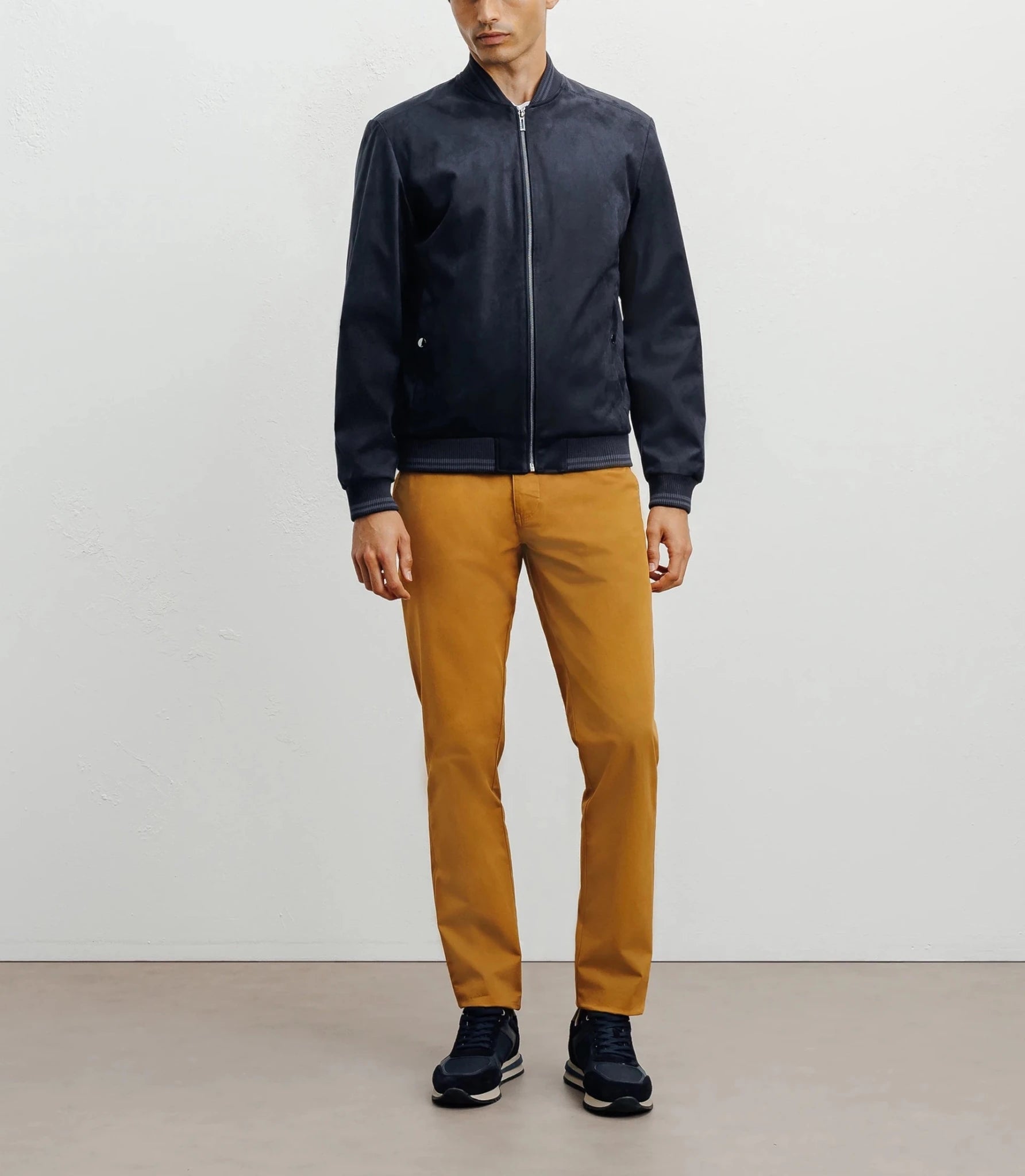 Navy teddy-collar jacket
