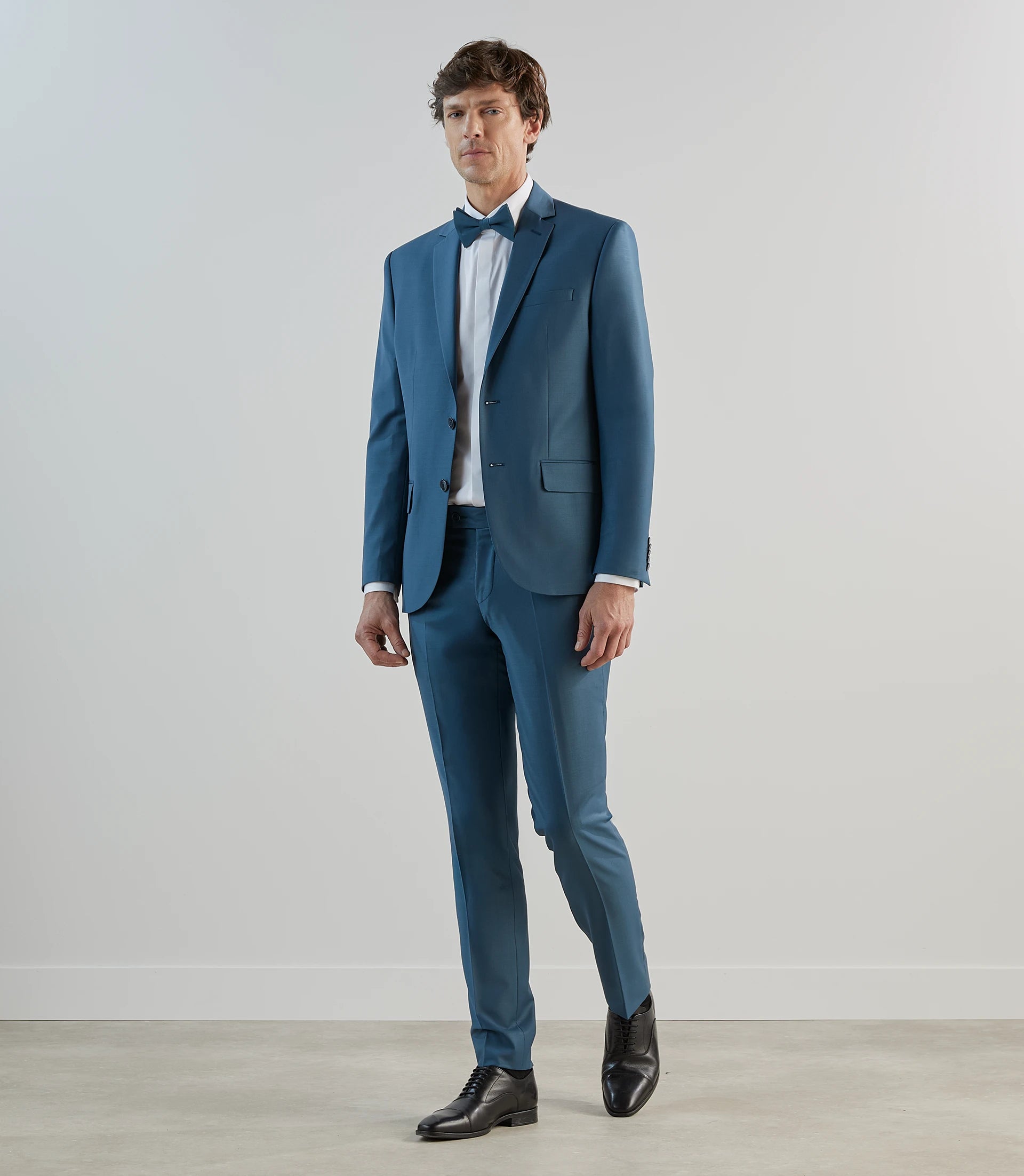 Costume 2 boutons en laine majoritaire bleu vert - IZAC