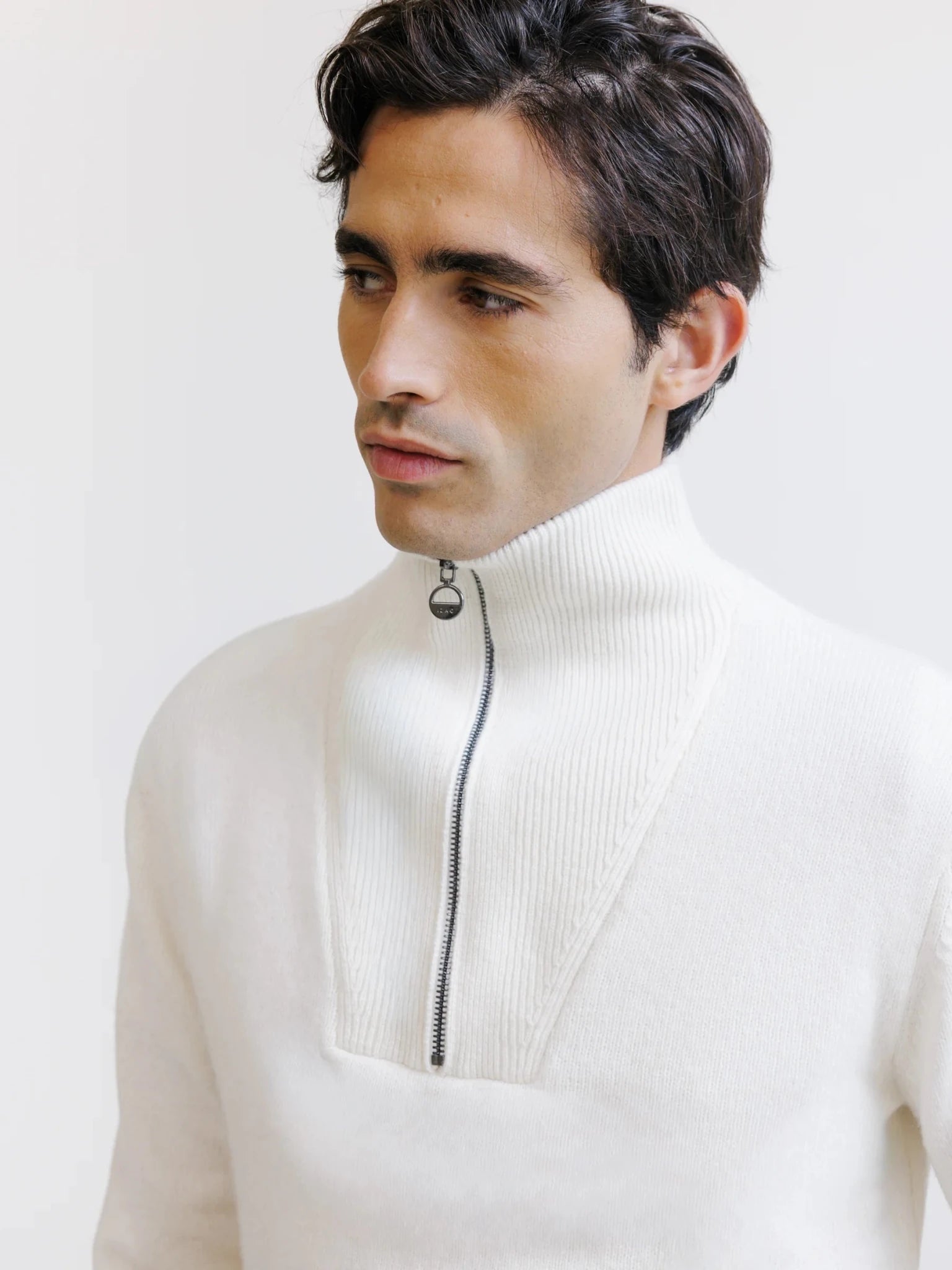 Pull en laine col camionneur écru - IZAC