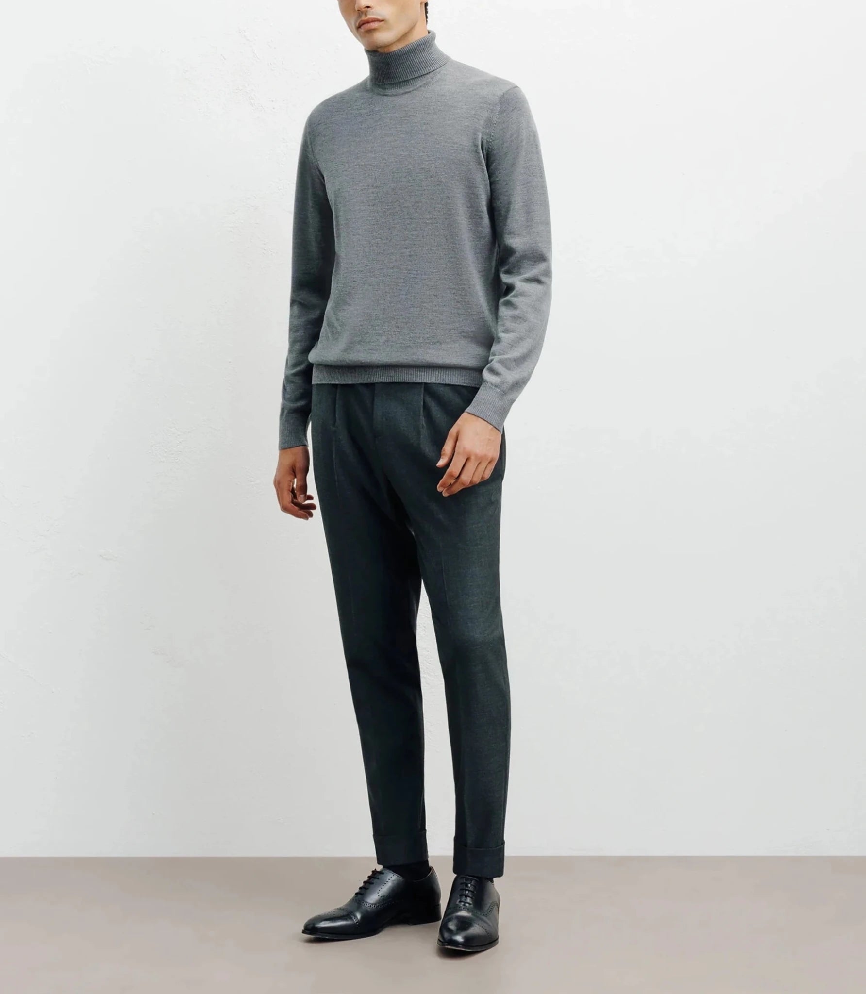 Pull col roulé gris - IZAC