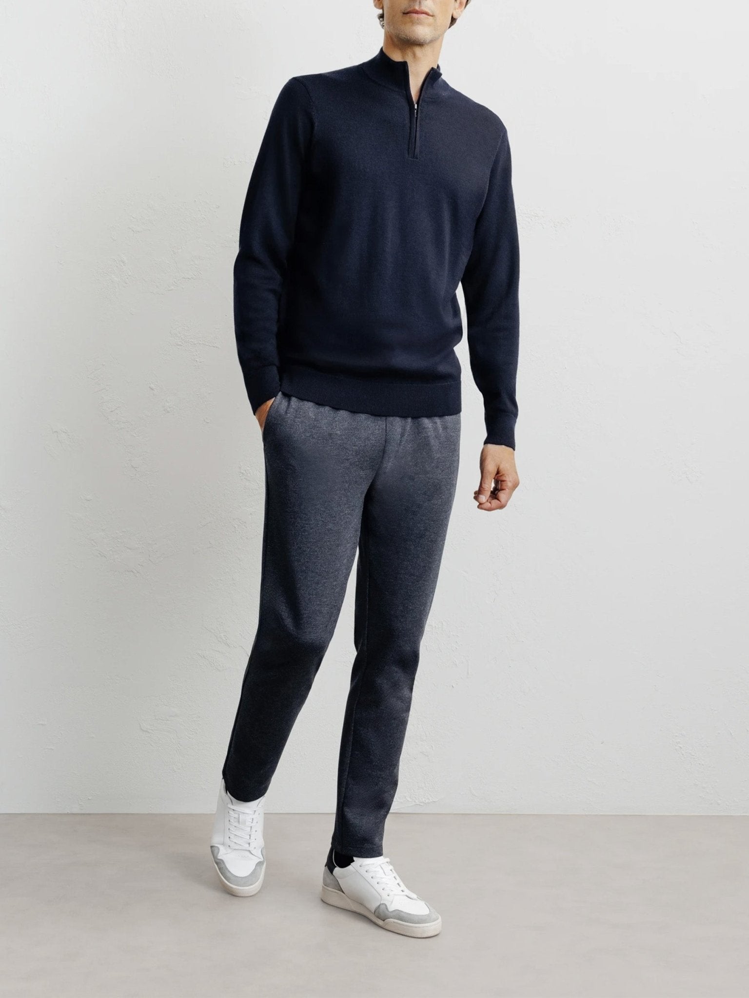 Pull demi zippé marine - IZAC