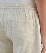 Beige Bermuda shorts with elasticated waist and drawstring