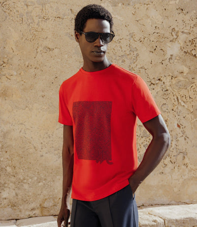 T-shirt à manches courte avec print IZAC rouge - IZAC