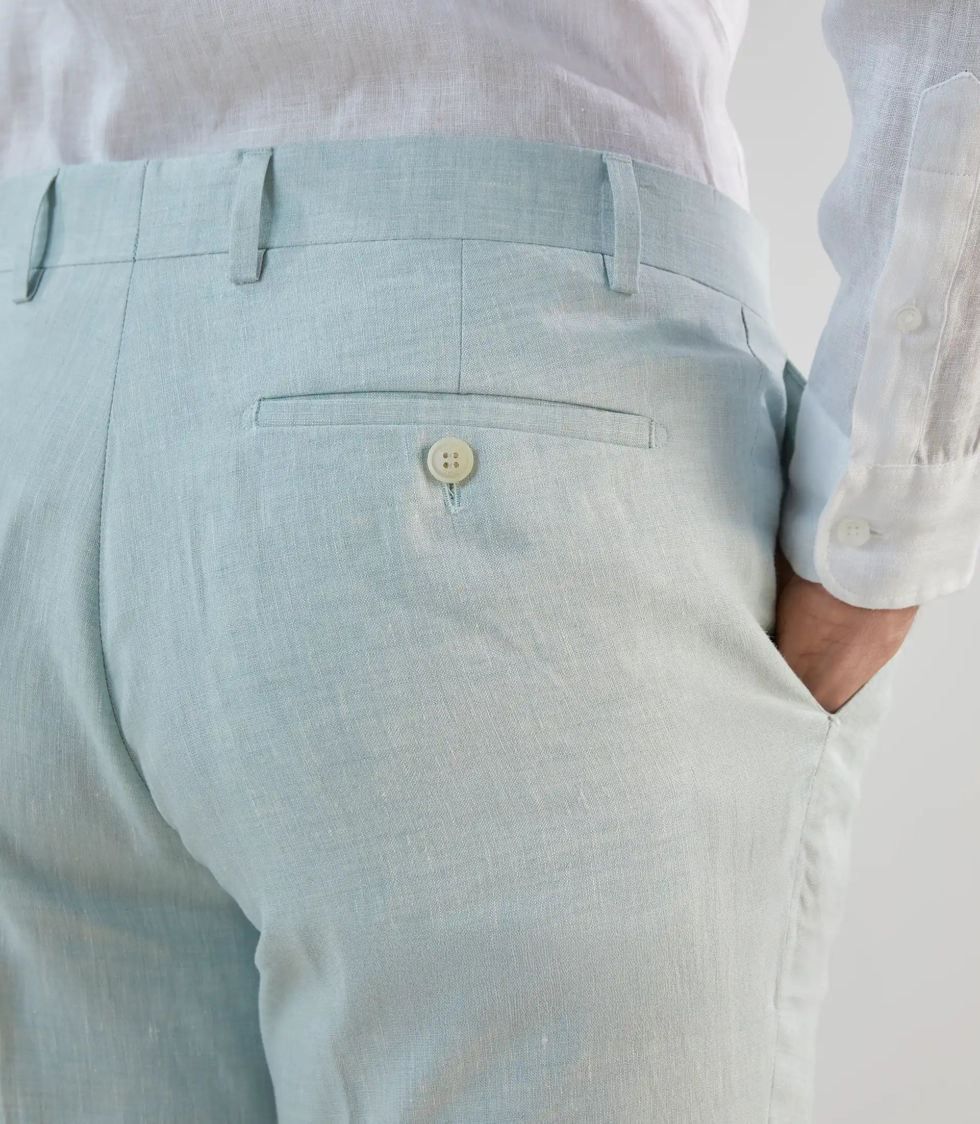 Pantalon ville 100% lin vert d'eau