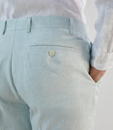 Pantalon ville 100% lin vert d'eau