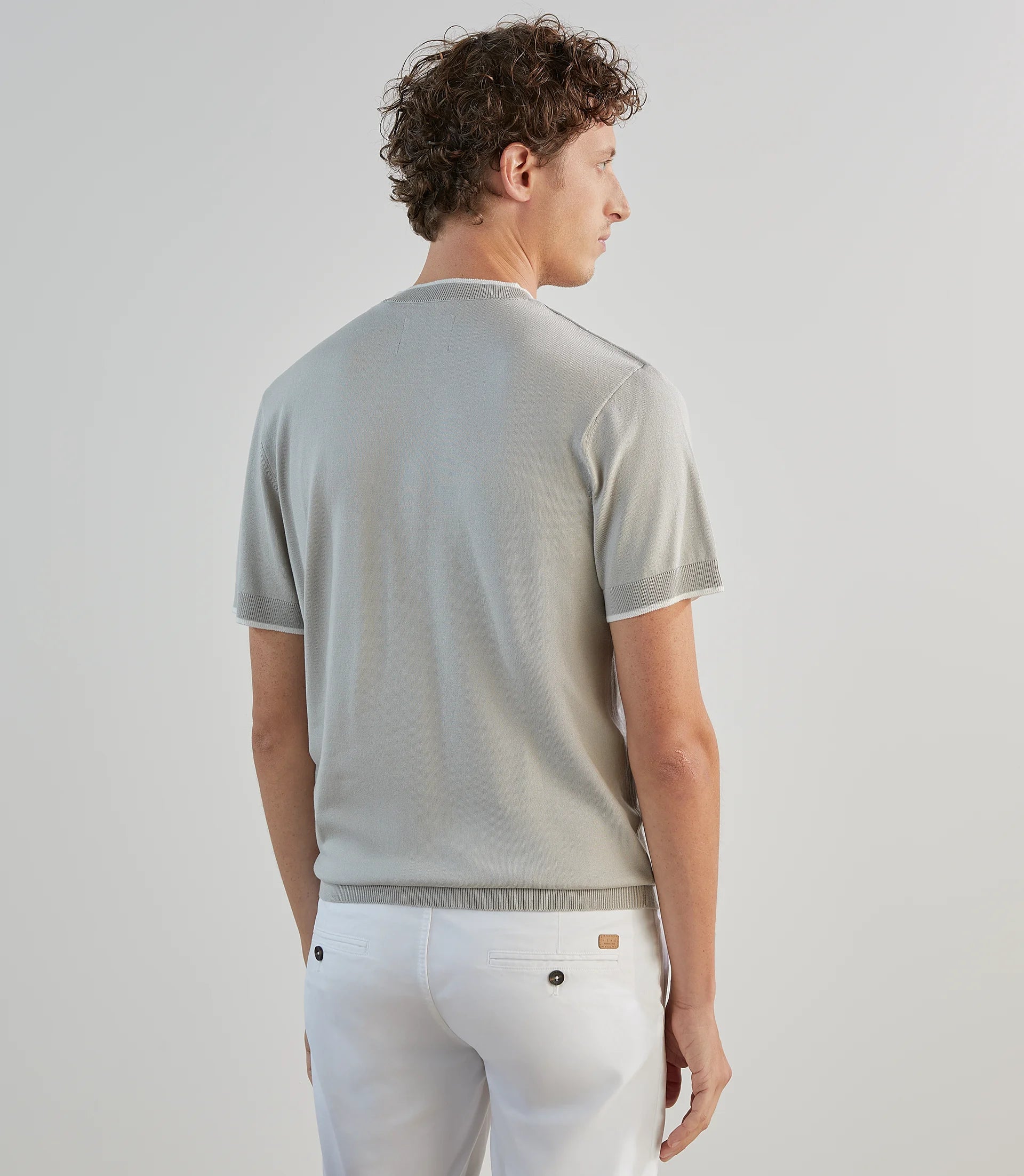 T-shirt à manches courtes en maille gris clair - IZAC
