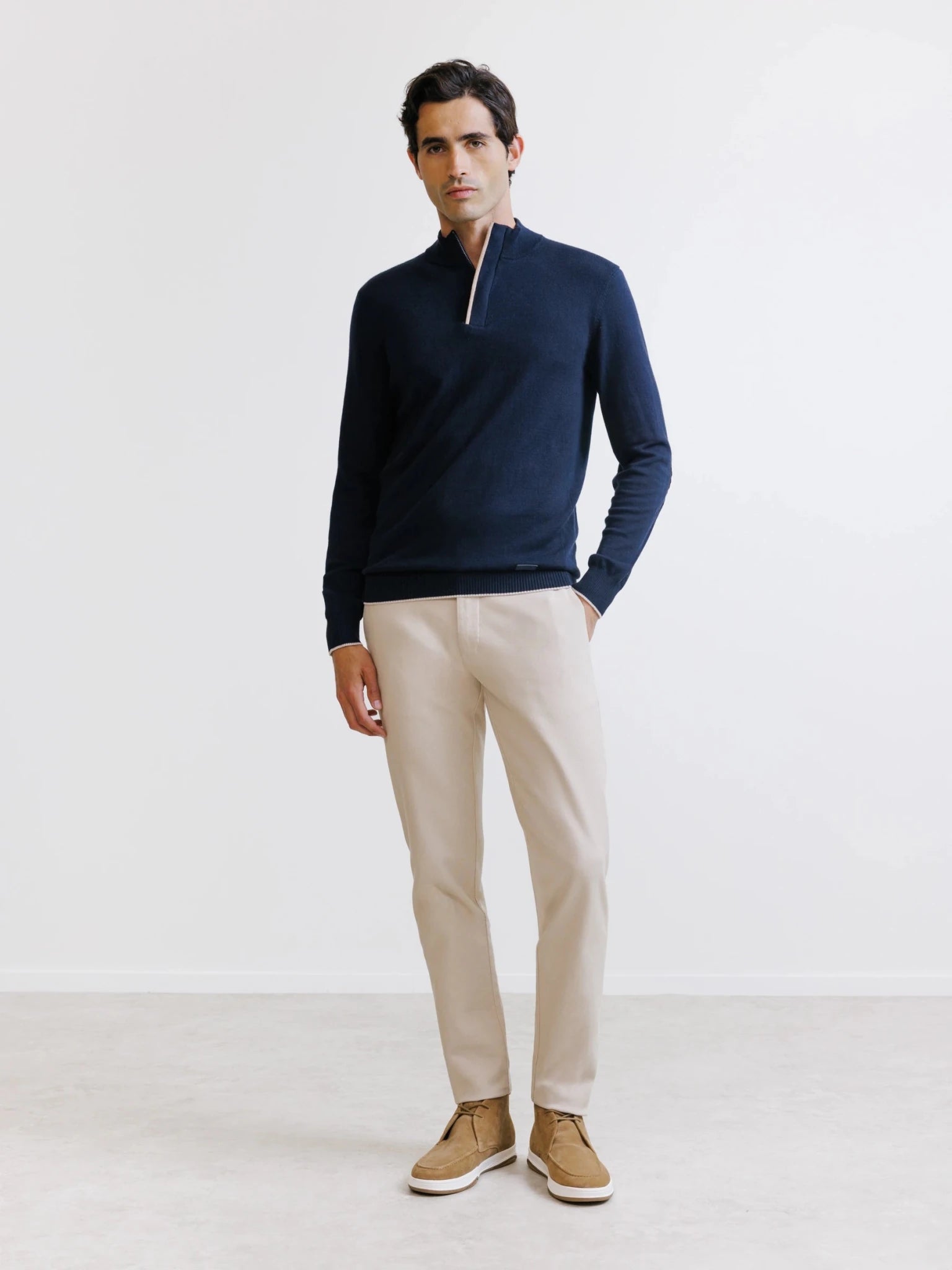Pull col montant demi zippé marine - IZAC