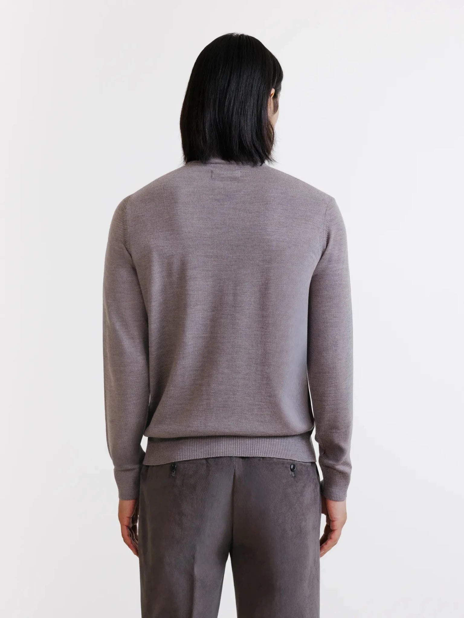 Brown merino wool funnel neck jumper