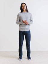 Pull en laine col rond gris chiné
