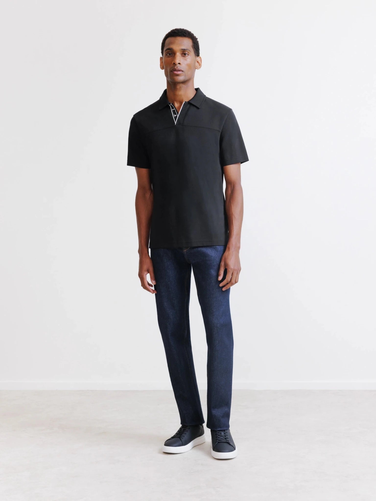 Polo col ouvert noir - IZAC