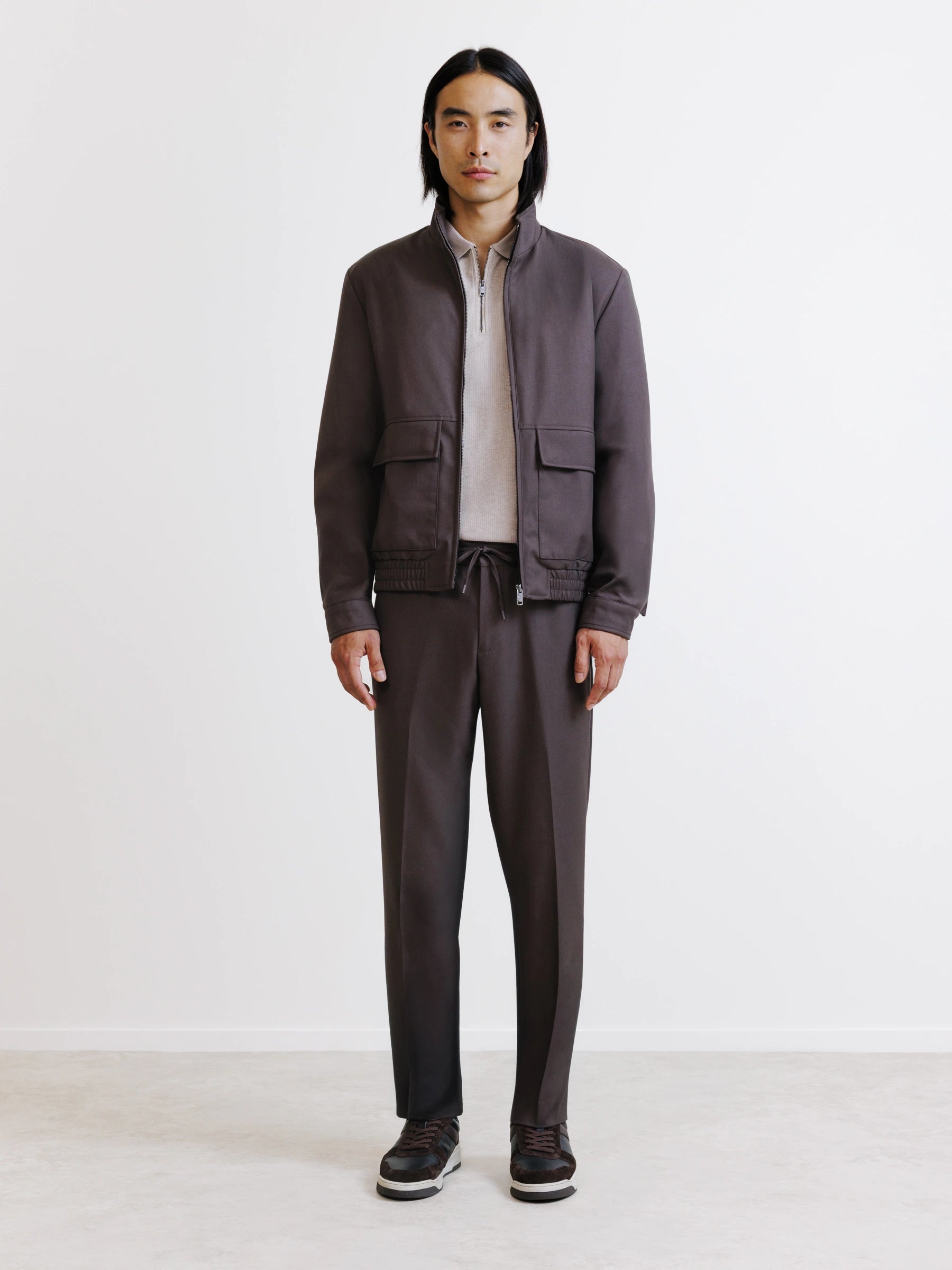 Blouson col montant marron