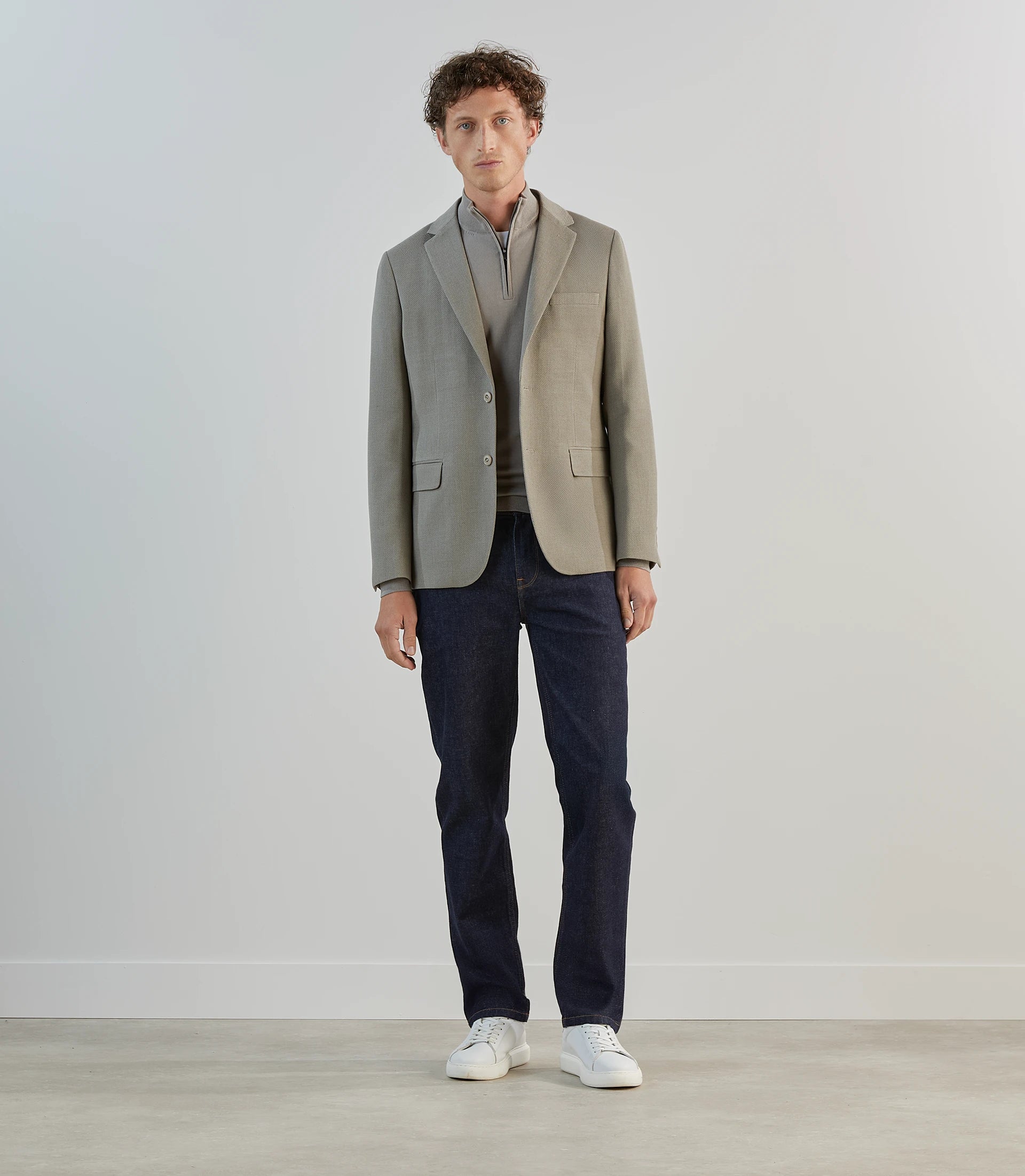 Veste casual en tissu armuré taupe - IZAC