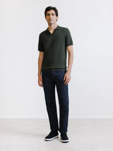 Open-knit polo shirt in medium green