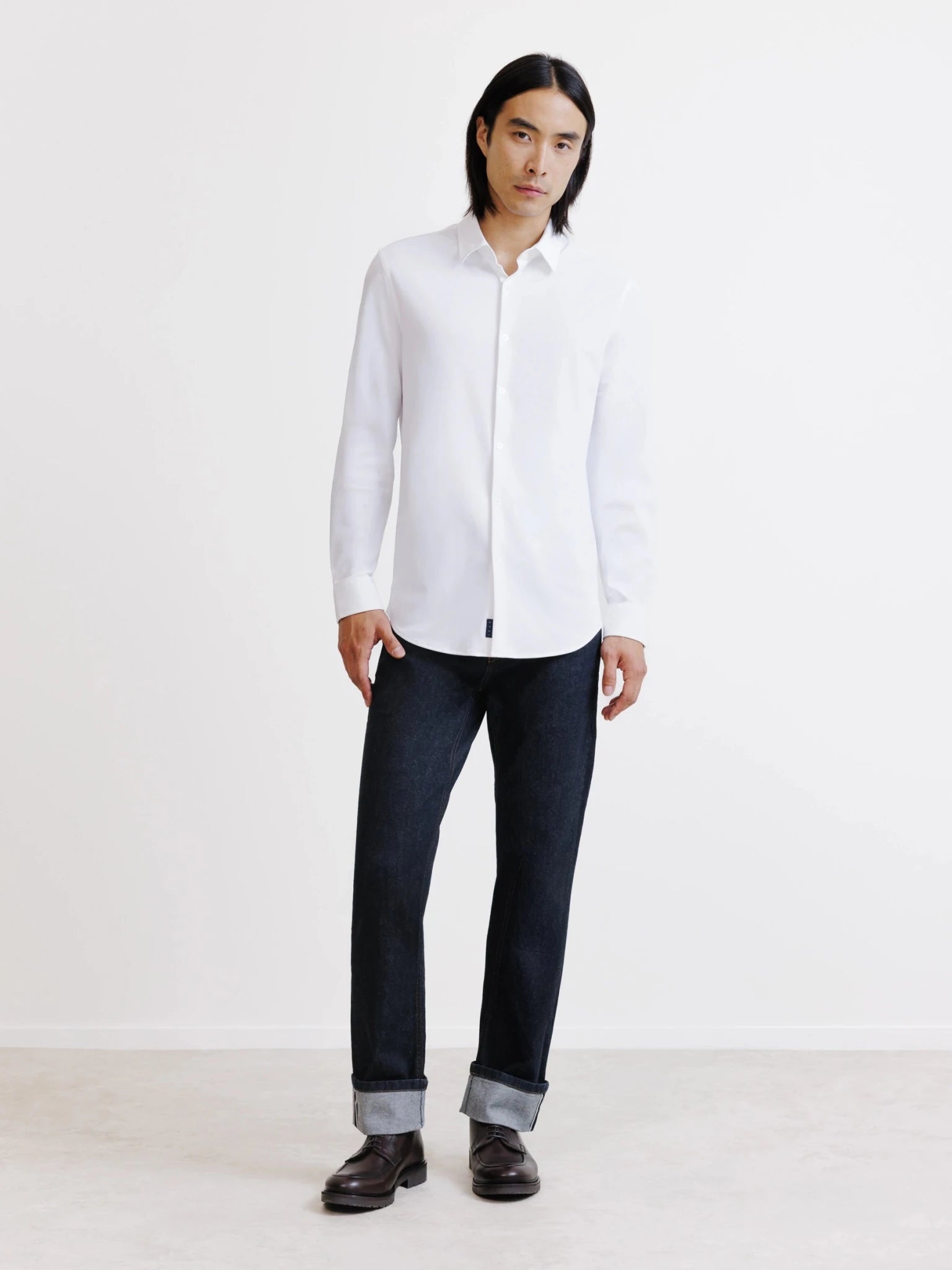 Chemise slim en maille blanche - IZAC