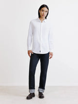 White knit slim-fit shirt