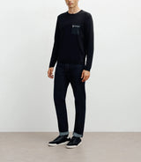 Pull manches longues col rond en maille noir
