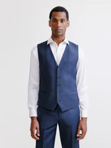 City vest in predominantly wool denim blue