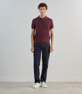 Polo à col ouvert en maille bordeaux clair - IZAC