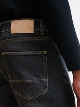 Brown straight-leg five-pocket jeans