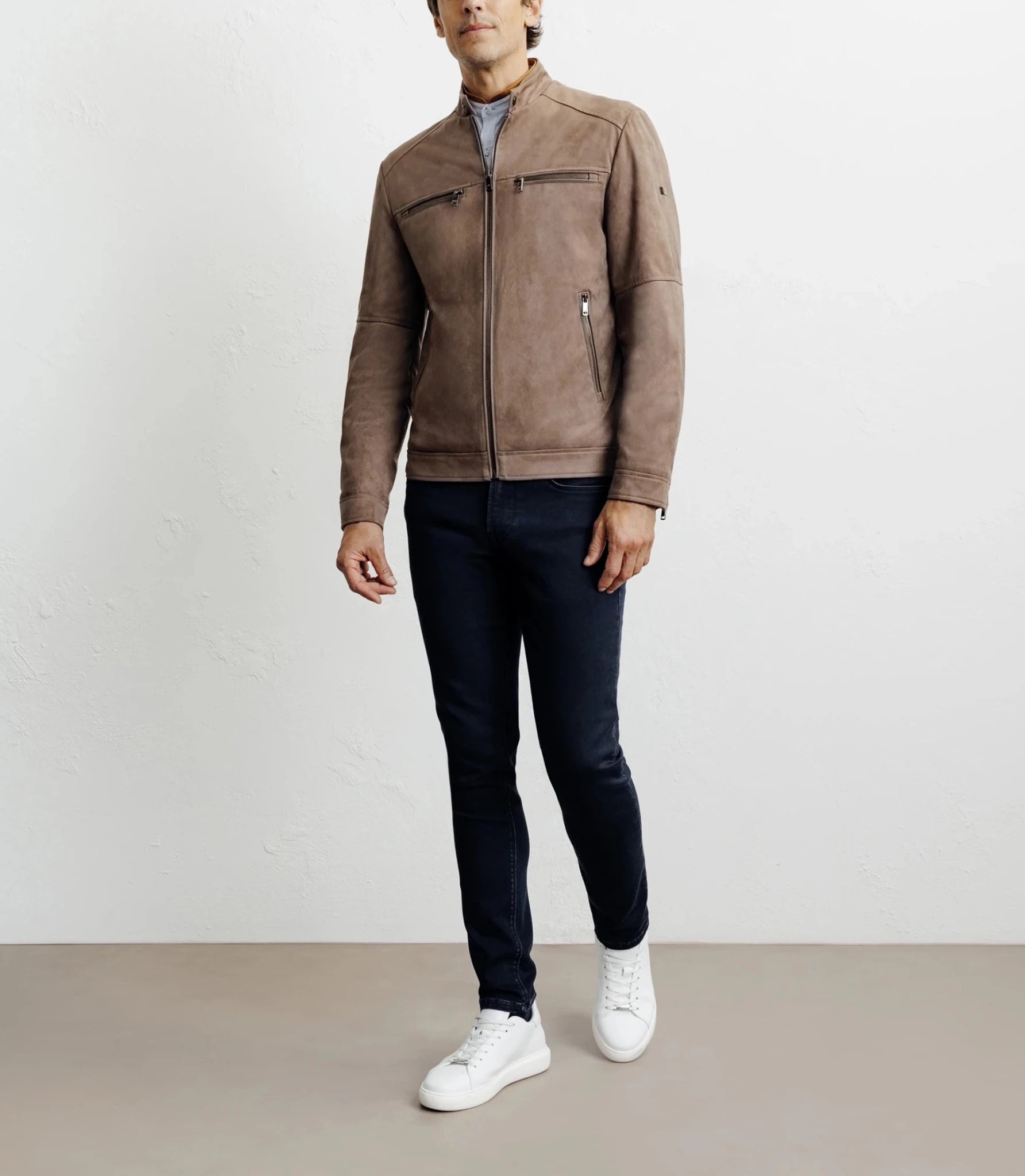 Blouson motard taupe - IZAC