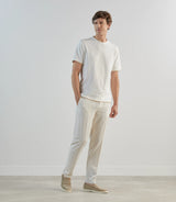 T-shirt à manches courtes double col écru - IZAC