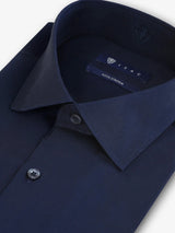 Chemise slim en satin de coton marine
