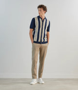 Polo col chemise en maille marine - IZAC