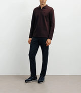 Polo shirt open collar long sleeves burgundy f