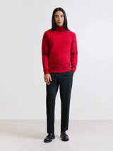 Pull en laine col roulé rouge foncé