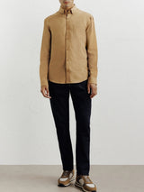 Casual shirt with camel button-down collar