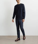 Pull col rond jeux de points marine