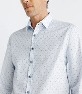 Chemise imprimée à coudières blanche et marine - IZAC