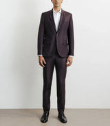 2-button suit, majority burgundy wool f