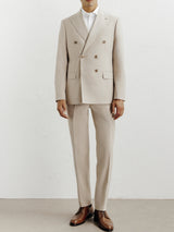 Beige double-breasted suit