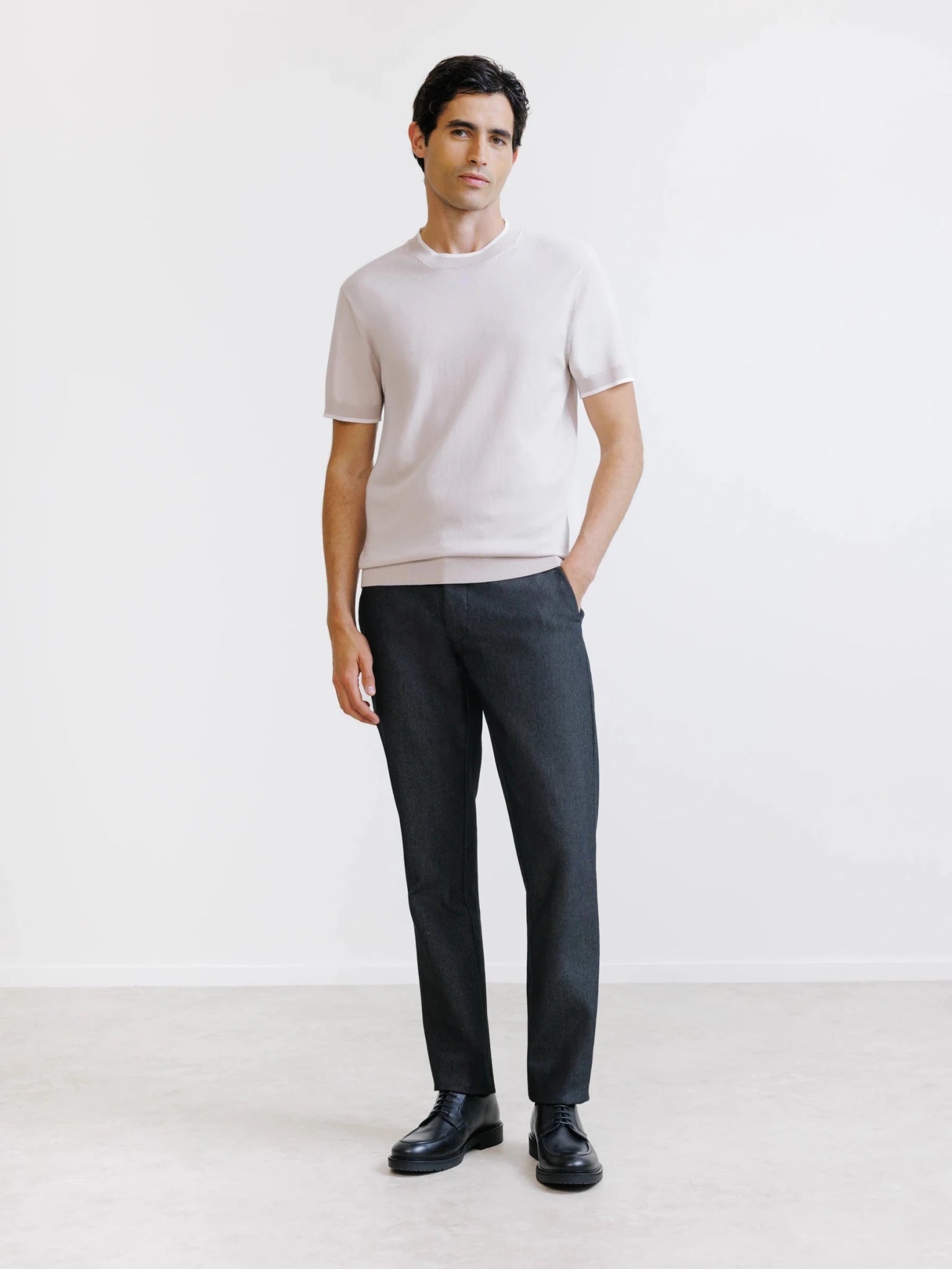 T-shirt en maille beige clair - IZAC