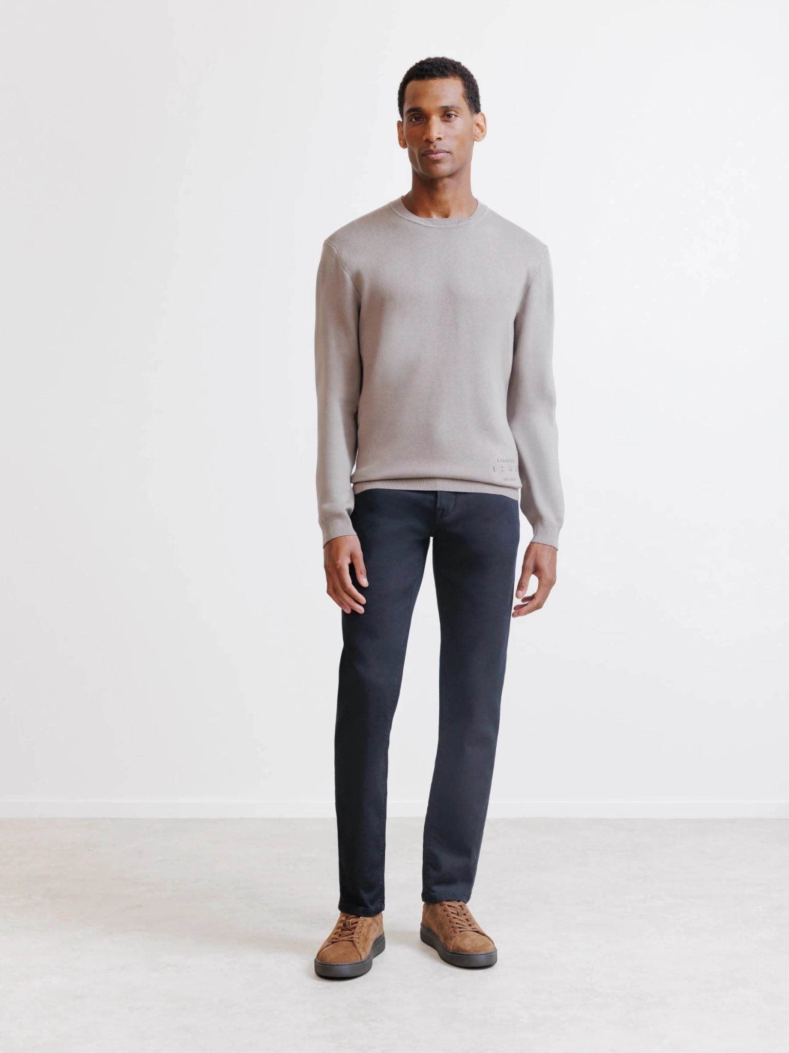 Pull col rond teddy taupe - IZAC