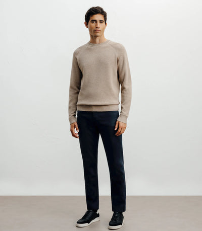 Pull col rond jeux de points beige - IZAC