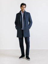 Manteau à parmenture amovible bleu denim