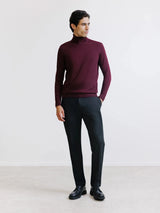 Burgundy merino wool turtleneck sweater